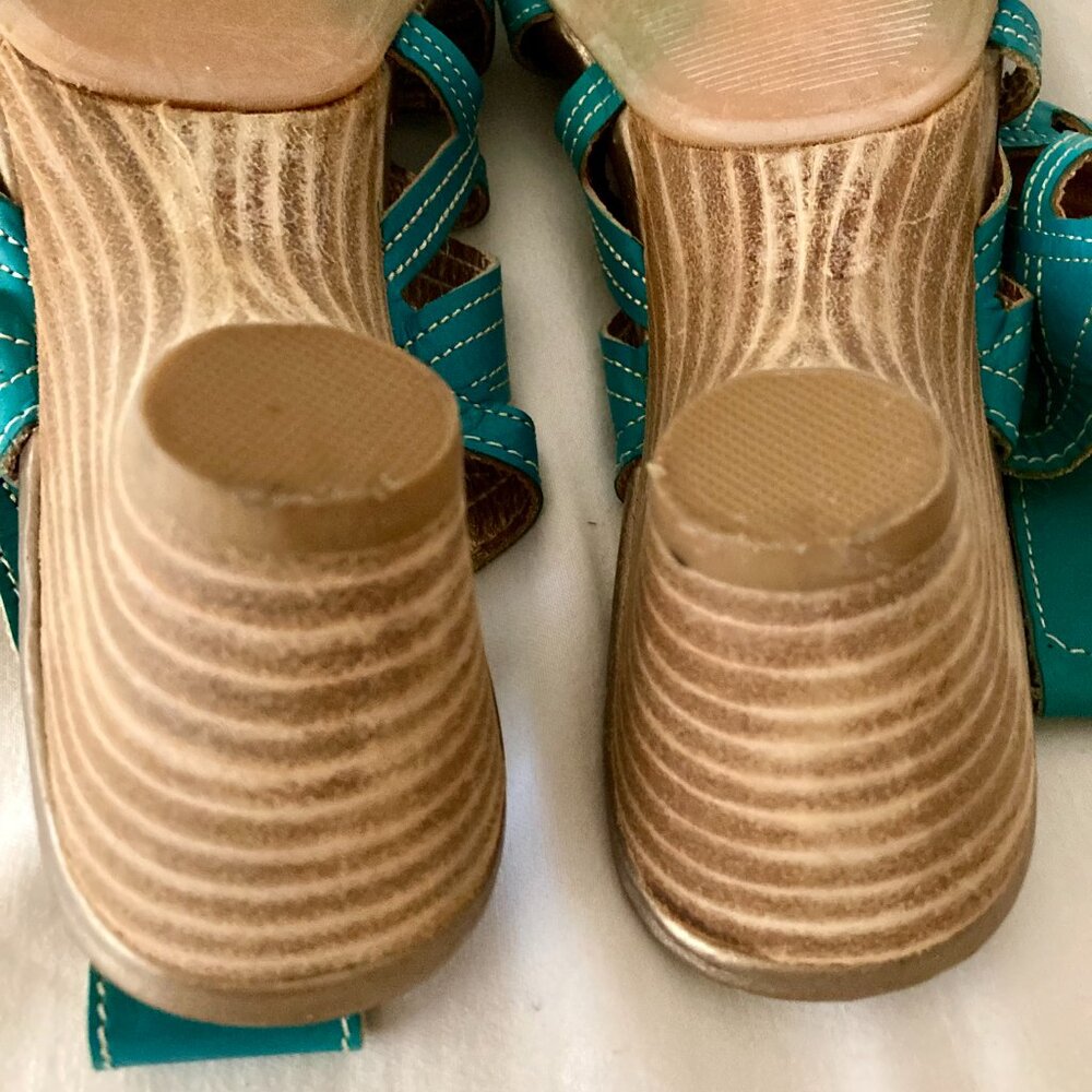 WOMENs SZ 37 (7) L'ARTISTE by Spring Step, Turquoise Leather Sandals - Picture 4 of 6
